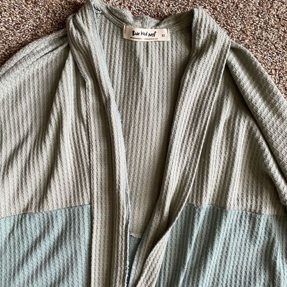 Three Bird Nest Waffle Knit Cardigan Open Front Womens Size XL - Picture 5 of 7
